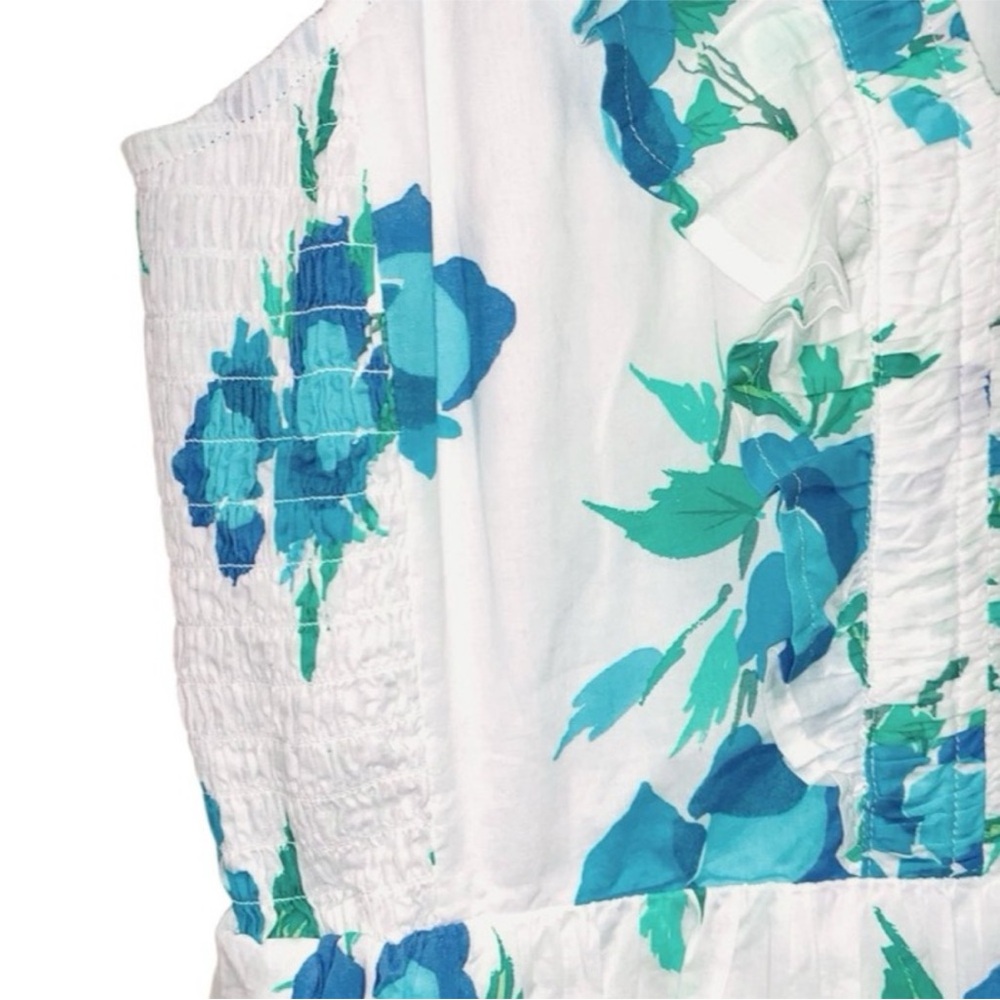 J. Crew Floral Printed V-Neck Smocked Ruffle Sleeveless Dress Size 0 NWT - Picture 8 of 8